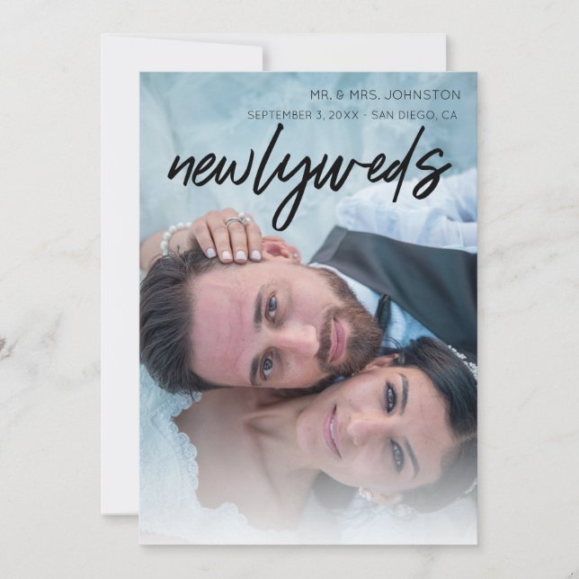 1 Photo Newlyweds Announcement - Black (Front)