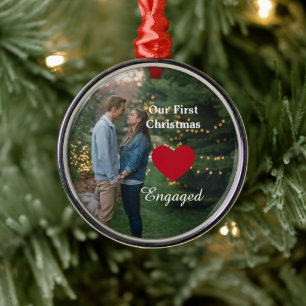 1 Photo Our First Christmas Engaged /custom Metal Tree Decoration