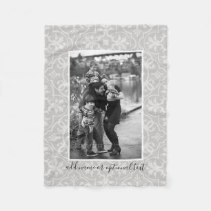 1 Photo with Farmhouse Tile Pattern and Text Fleece Blanket