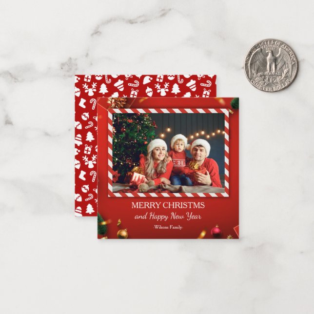 1 photos Merry Christmas red family Card (Front/Back In Situ)