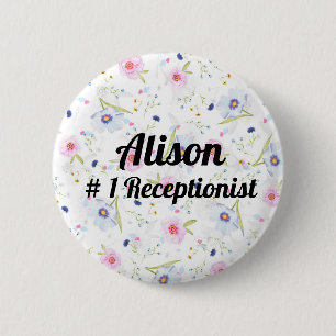 # 1 Receptionist - funny, novelty, editable 6 Cm Round Badge
