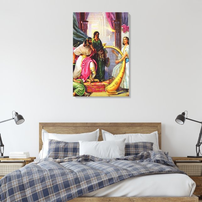 1 Samuel 16:14-23 David Plays His Harp for Saul ca Canvas Print (Insitu(Bedroom))