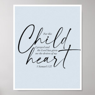 1 Samuel 1:27 Dual Fonts Blue Background Poster