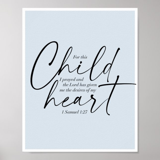 1 Samuel 1:27 Dual Fonts Blue Background Poster (Front)