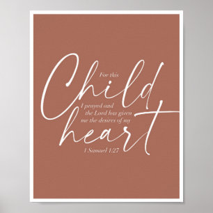 1 Samuel 1:27 Dual Fonts Clay Rust Background Poster