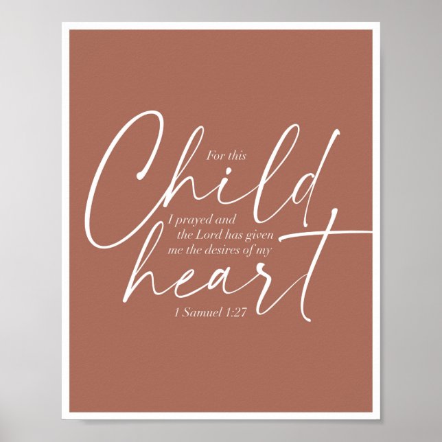 1 Samuel 1:27 Dual Fonts Clay Rust Background Poster (Front)