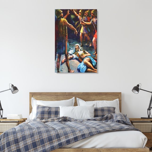 1 Samuel 24 David Spares Saul's Life Canvas Print (Insitu(Bedroom))