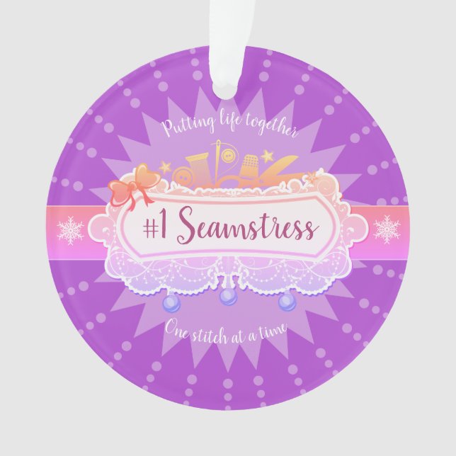 #1 seamstress sewing quilter Christmas ornament (Front)