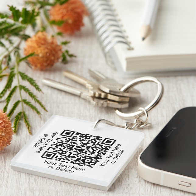 1 Sided QR Code Generator Modern Minimalist Swag Key Ring (Front Right)