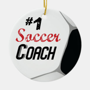 #1 Soccer Coach Large Ball Ceramic Tree Decoration