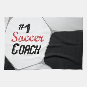 #1 Soccer Coach Large Ball Tea Towel