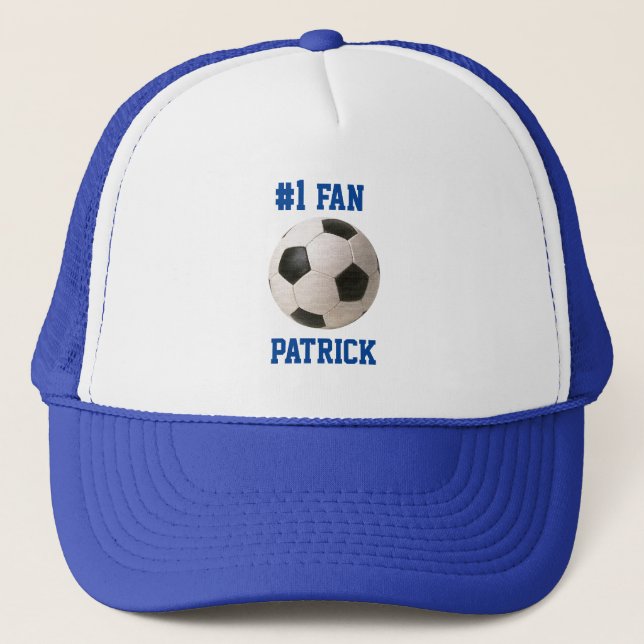 #1 Soccer Football Fan with Name Trucker Hat (Front)