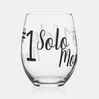 #1 Solo Mum Single Parent Drinkware Set Stemless Wine Glass
