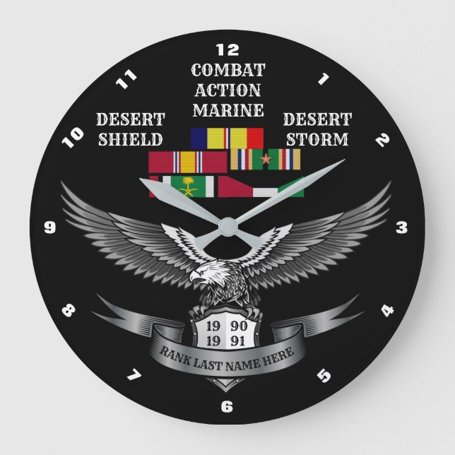 1 STAR COMBAT ACTION MARINE DESERT STORM LARGE CLOCK (Front)
