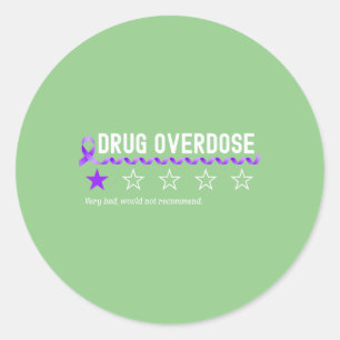 1 Star Rating Drug Overdose Awareness Fun Fighter Classic Round Sticker