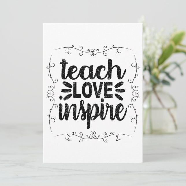1- Teach Love Inspire Shirt, Retro Vintage Teacher Invitation (Standing Front)