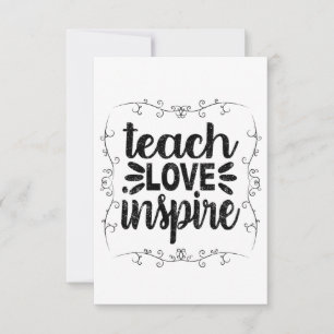 1- Teach Love Inspire Shirt, Retro Vintage Teacher Thank You Card