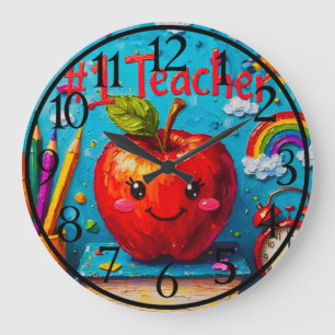 #1 Teacher Appreciation Illustration  Large Clock