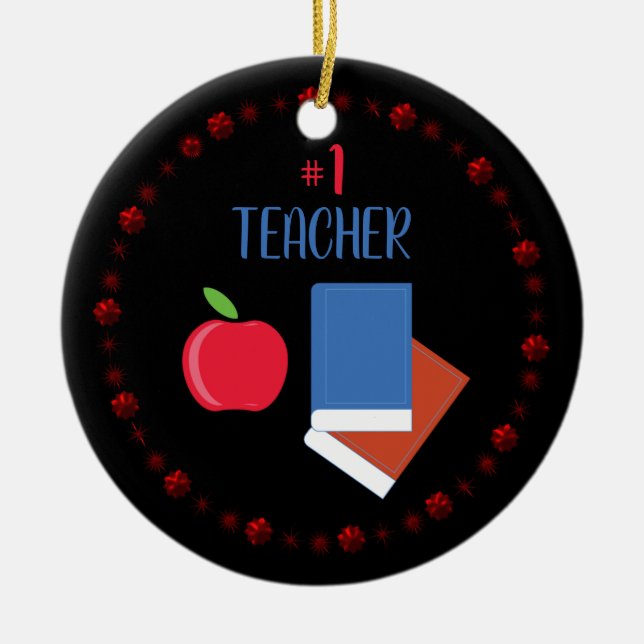 #1 Teacher Ceramic Tree Decoration (Front)