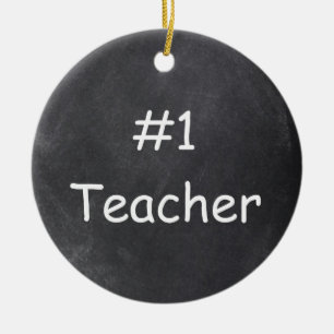 #1 Teacher Chalkboard Design Gift Idea Ceramic Tree Decoration