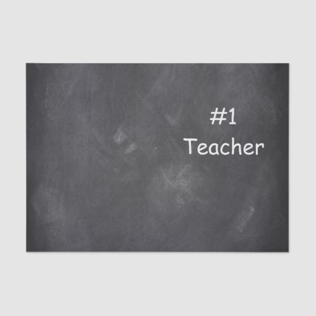 #1 Teacher Chalkboard Design Gift Idea Tissue Paper (Front)