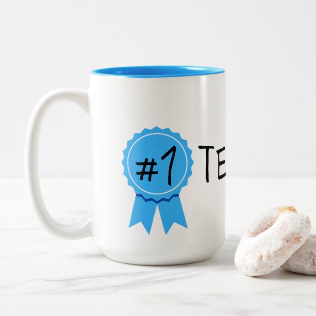#1 Teacher Two-Tone Coffee Mug (With Donut)