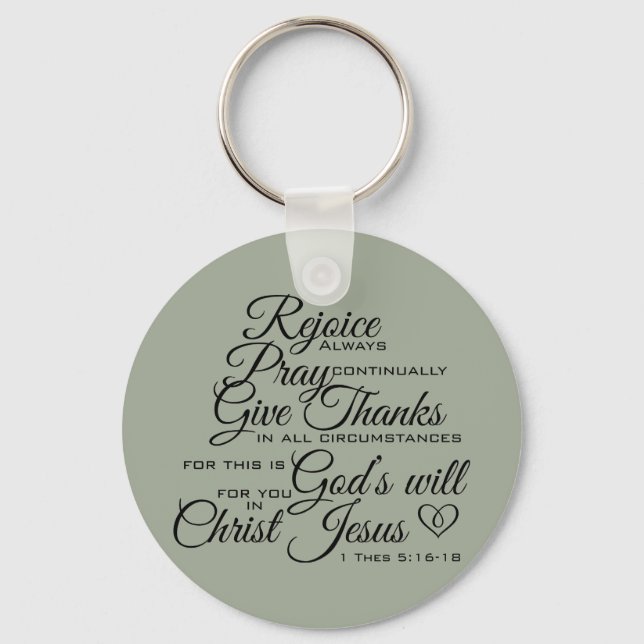 1 Thes 5:16-18 - Scripture Art Key Ring (Front)