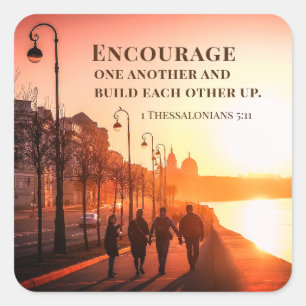 1 Thessalonians 5:11 Encourage One Another Bible Square Sticker