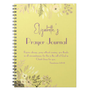 1 Thessalonians 5:16-18 - Gold Lilac Floral Prayer Notebook