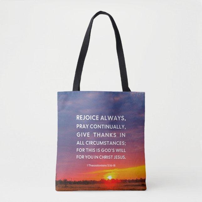 1 Thessalonians 5:16-18 Rejoice Always Tote Bag (Front)