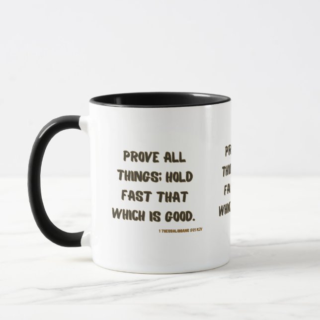 1 Thessalonians 5:21 KJV Bible Verse Two-Tone Mug (Left)