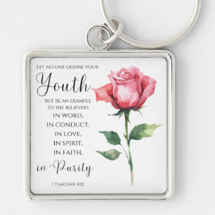 1 Timothy 4:12 - Youth Bible Verse Flower Key Ring