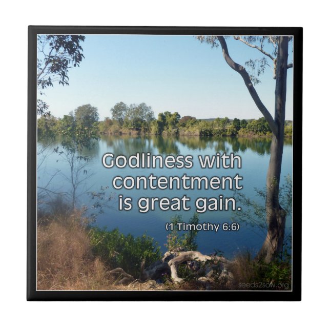 1 Timothy 6v6 - Godliness with Contentment Tile (Front)