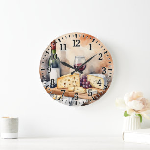 #1 Wine and Cheese Large Clock
