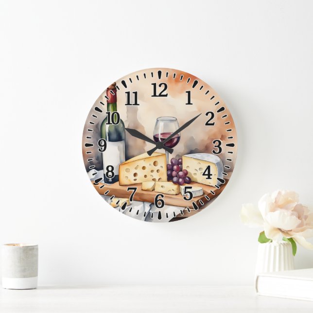 #1 Wine and Cheese  Large Clock (Home)