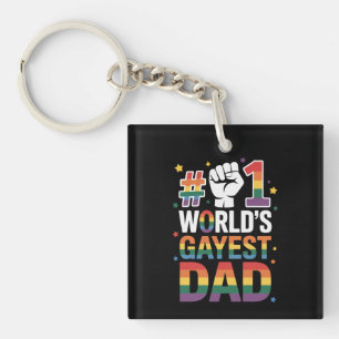 #1 World's Gayest Dad Funny Father's Day LGBT Key Ring