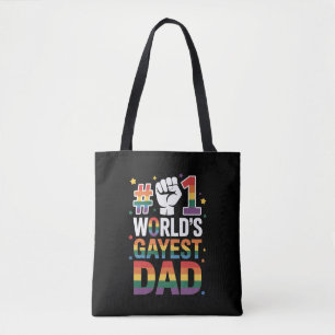 #1 World's Gayest Dad Funny Father's Day LGBT Tote Bag