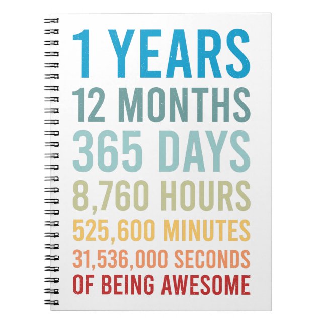 1 Year 12 Months 365 Days Being Awesome Birthday Notebook (Front)