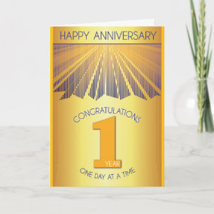 1 Year 12 Step Recovery Anniversary   Customizable Card