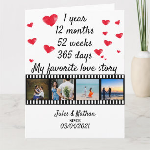 1 year anniversary film strip photo display card