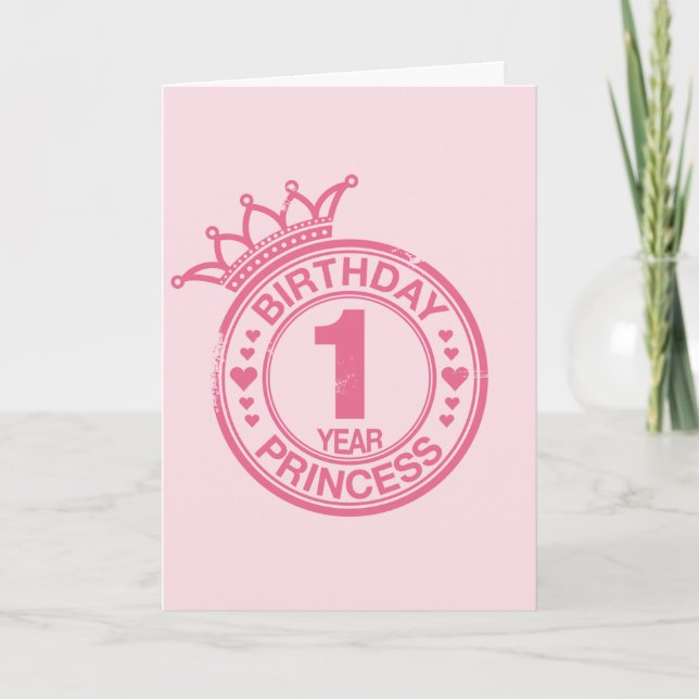 1 year - Birthday Princess - pink Card (Front)