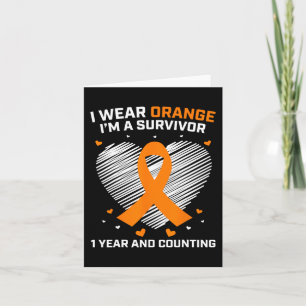 1 Year Cancer Free Leukaemia Survivor Gifts Orange Card