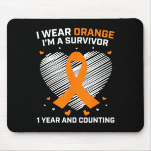 1 Year Cancer Free Leukaemia Survivor Gifts Orange Mouse Mat