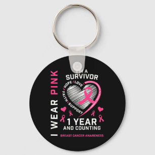 1 Year Cancer Free Mum Pink Awareness Breast Cance Key Ring