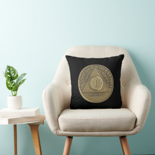 1 Year CUSTOM NAME Sober Anniversary Coin Cushion