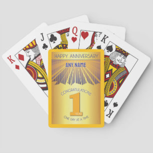 1 Year   Golden Ray 12 Step CUSTOM NAME Playing Cards