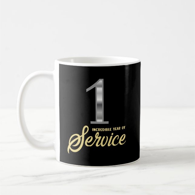 1 Year of Service Employee Appreciation Incentive Coffee Mug (Left)