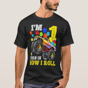 1 Year Old  1st Birthday Boy Monster Truck Car T-Shirt