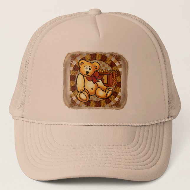 1 Year Old Birthday Bear   custom hat (Front)