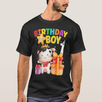 1 Year Old Birthday Boy 1st Cow Farm Animals Birth T-Shirt